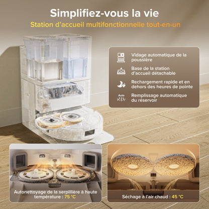 Roborock Qrevo S Pro Aspirateur robot- Aspiration de 18 500 Pa et station d’accueil multifonctionnelle