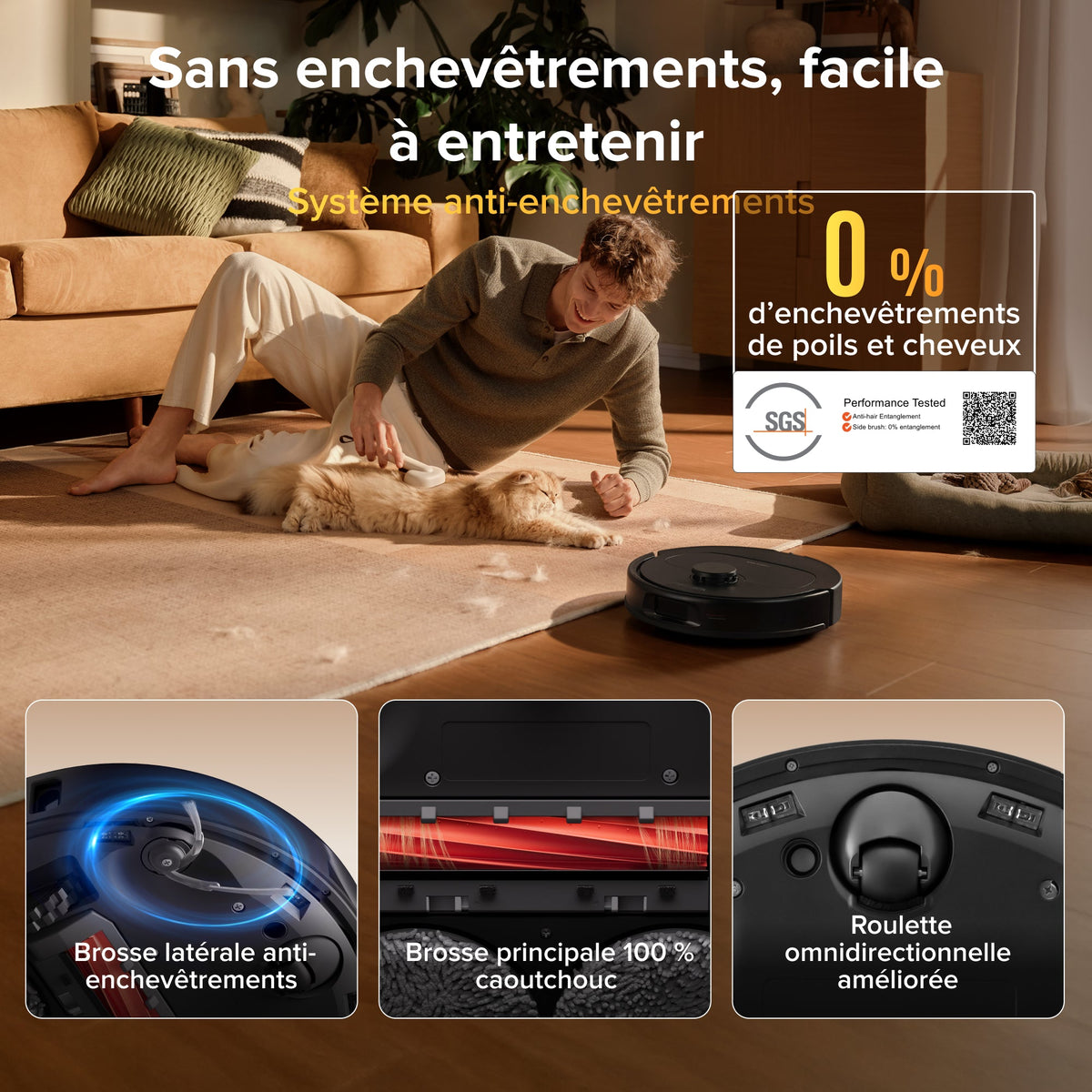 Roborock Qrevo S Pro Aspirateur robot- Aspiration de 18 500 Pa et station d’accueil multifonctionnelle