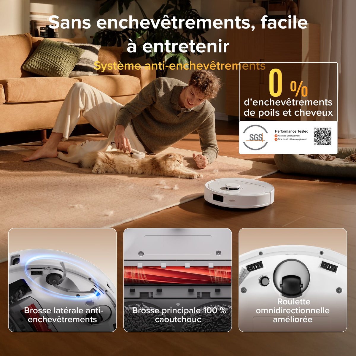Roborock Qrevo S Pro Aspirateur robot- Aspiration de 18 500 Pa et station d’accueil multifonctionnelle