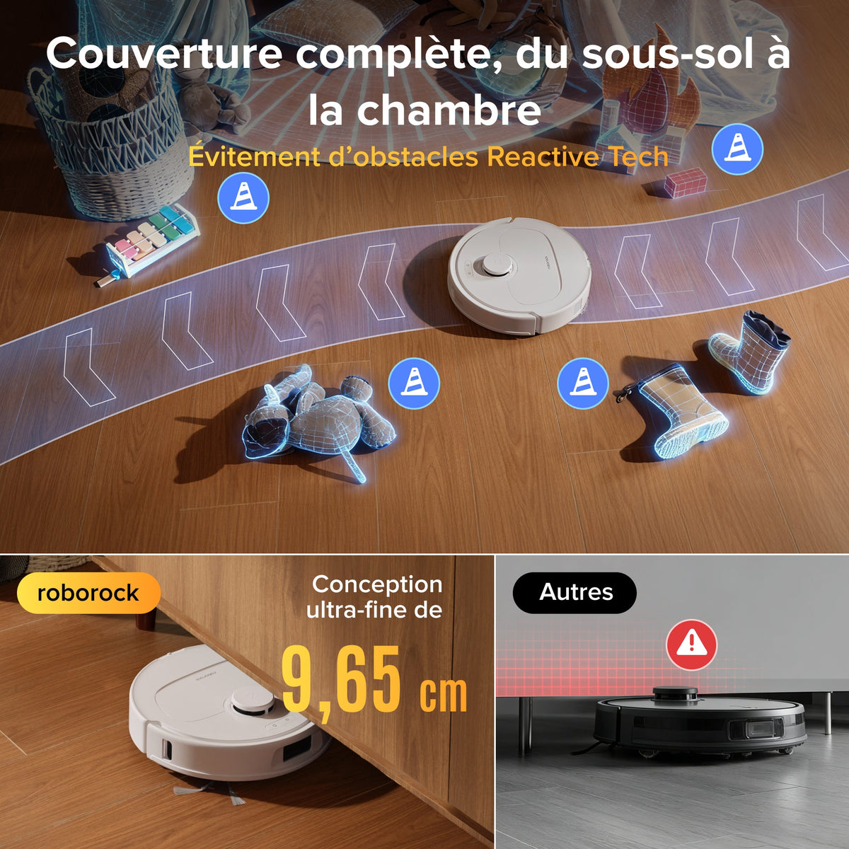 Roborock Qrevo S Pro Aspirateur robot- Aspiration de 18 500 Pa et station d’accueil multifonctionnelle