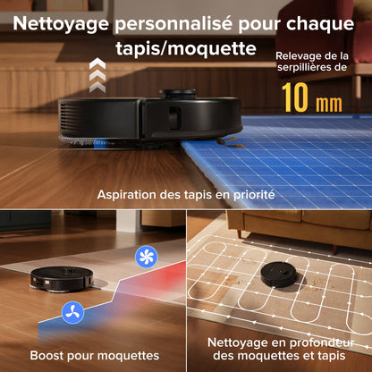 Roborock Qrevo S Pro Aspirateur robot- Aspiration de 18 500 Pa et station d’accueil multifonctionnelle