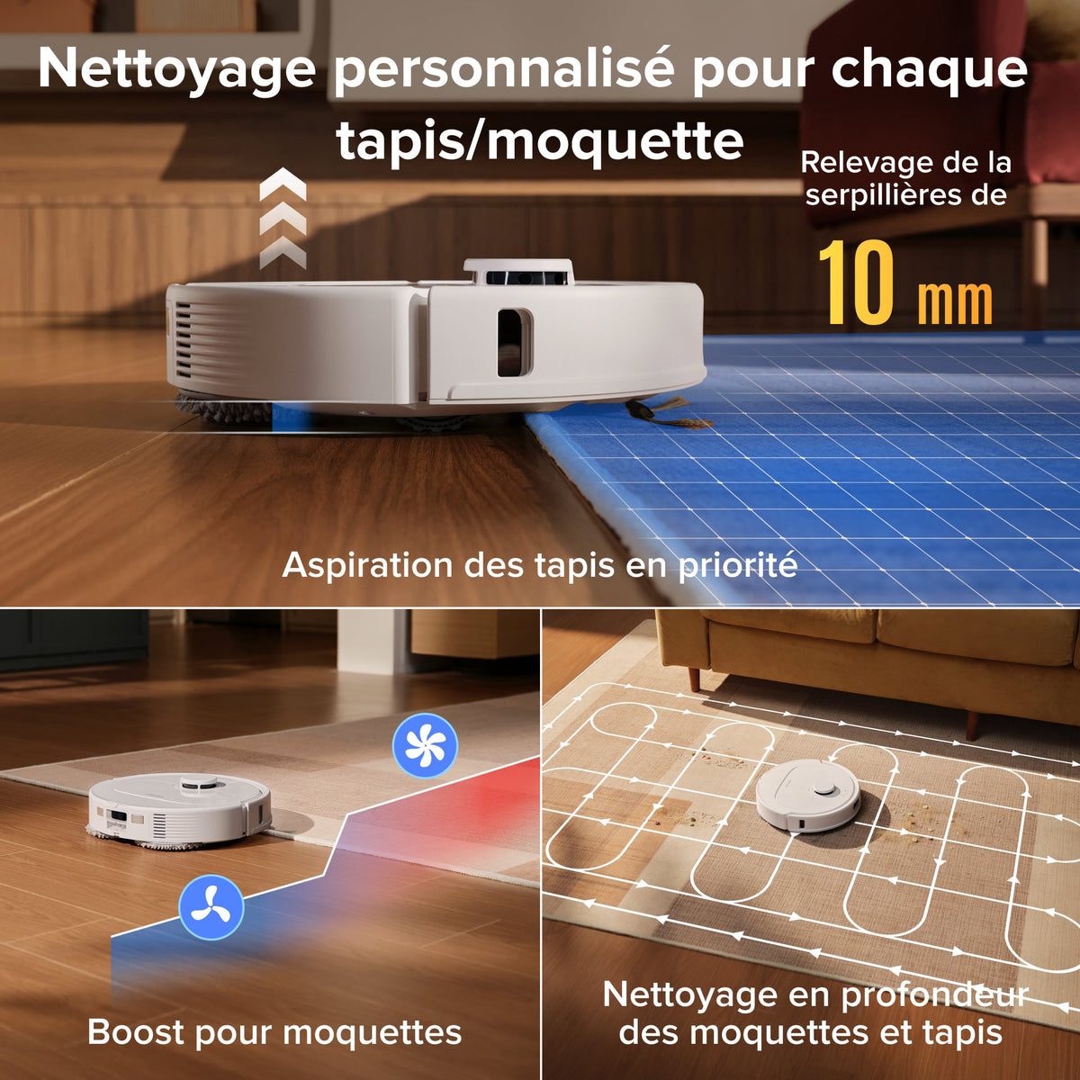 Roborock Qrevo S Pro Aspirateur robot- Aspiration de 18 500 Pa et station d’accueil multifonctionnelle