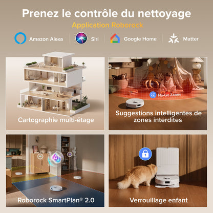 Roborock Qrevo S Pro Aspirateur robot- Aspiration de 18 500 Pa et station d’accueil multifonctionnelle