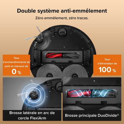 Roborock Qrevo Edge 2 - Puissance d’aspiration HyperForce de 25 000 Pa et double système anti-enchevêtrements