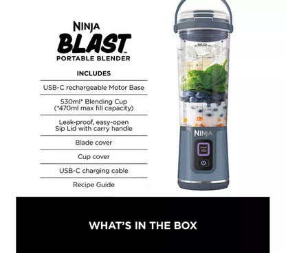 Ninja Blast BC151UKNV – Mixeur portable sans fil, bleu denim