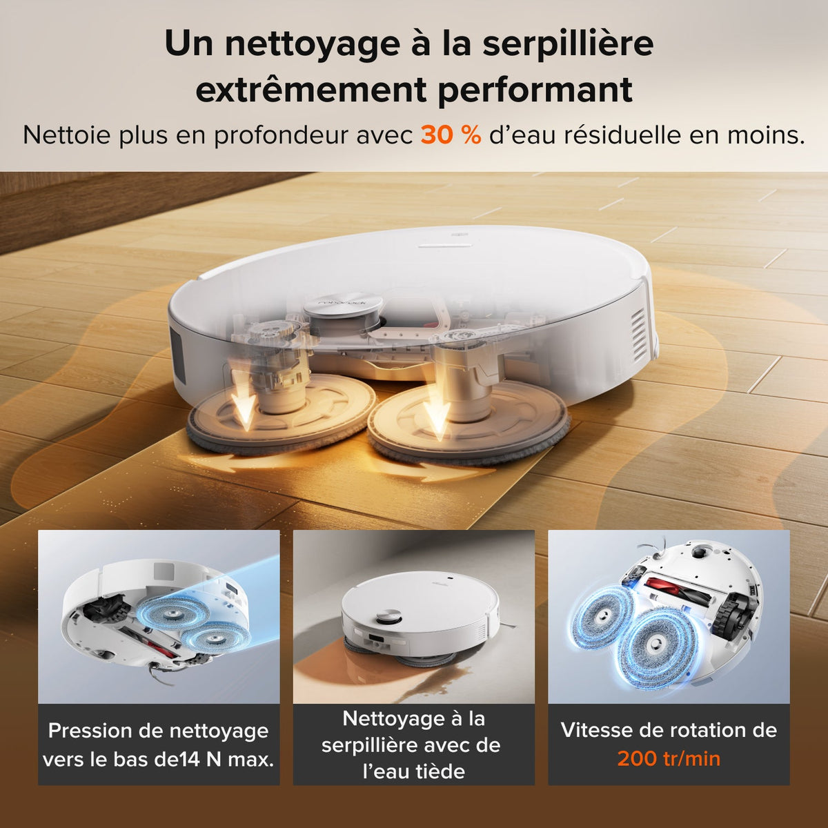 Aspirateur-laveur robot Roborock Saros 20 Neo avec nettoyage à la serpillière avec de l’eau chaude et station d’accueil intelligente