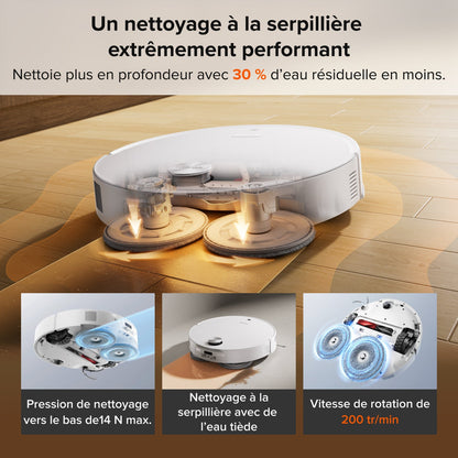 Aspirateur-laveur robot Roborock Saros 20 Neo avec nettoyage à la serpillière avec de l’eau chaude et station d’accueil intelligente