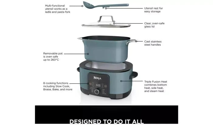 Ninja Foodi PossibleCooker MC1001UK – Multicuiseur 8-en-1 gris sel marin