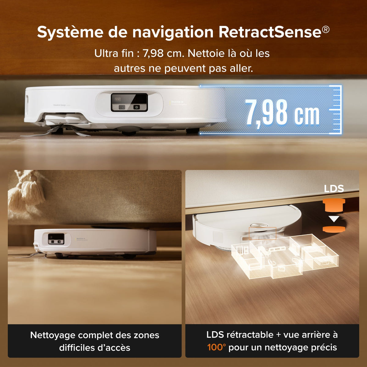 Roborock Qrevo Edge 2 - Puissance d’aspiration HyperForce de 25 000 Pa et double système anti-enchevêtrements
