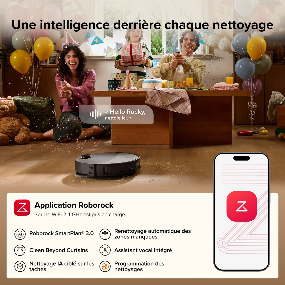 Roborock Qrevo Edge 2 - Puissance d’aspiration HyperForce de 25 000 Pa et double système anti-enchevêtrements