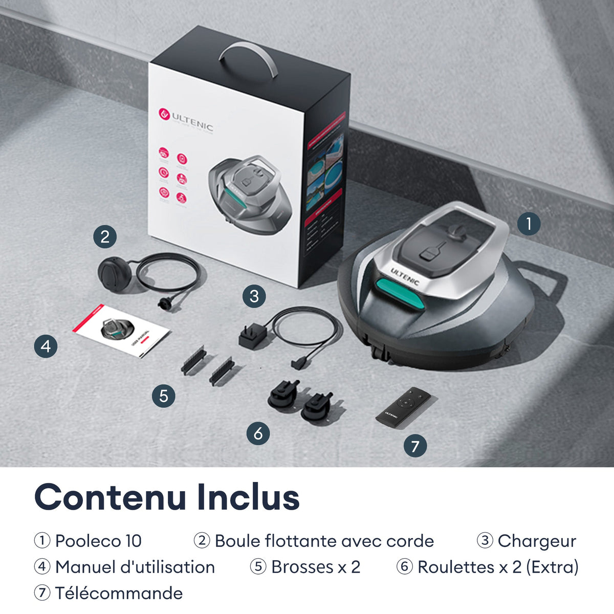 Ultenic Pooleco 10 série Robot nettoyeur de piscine sans fil