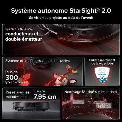 Roborock Saros 20 Robot aspirateur laveur 36 000 Pa avec AdaptiLift® Chassis 3.0