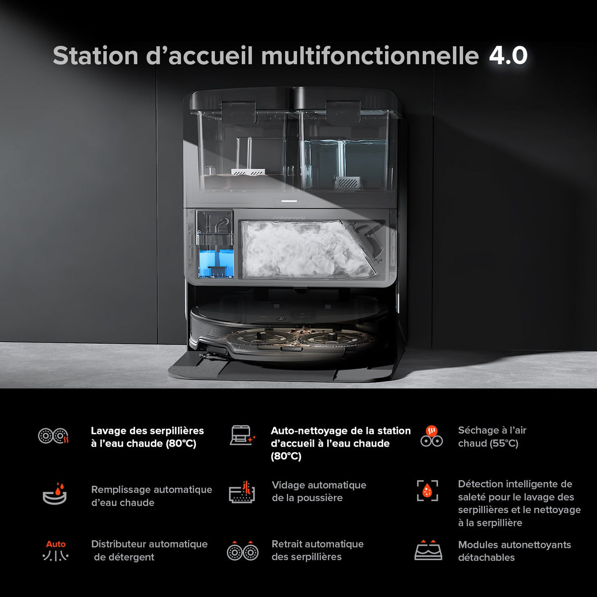 Roborock Saros 10R Robot aspirateur avec Station Multifonction 4.0