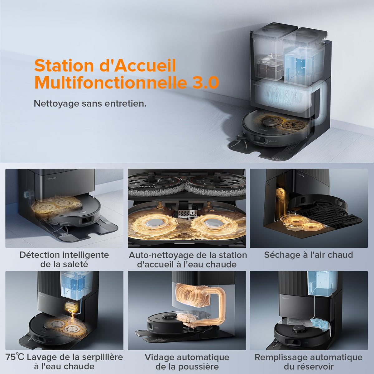 Roborock Qrevo Edge S5A robot aspirateur laveur avec station d’accueil multifonctionnelle 3.0