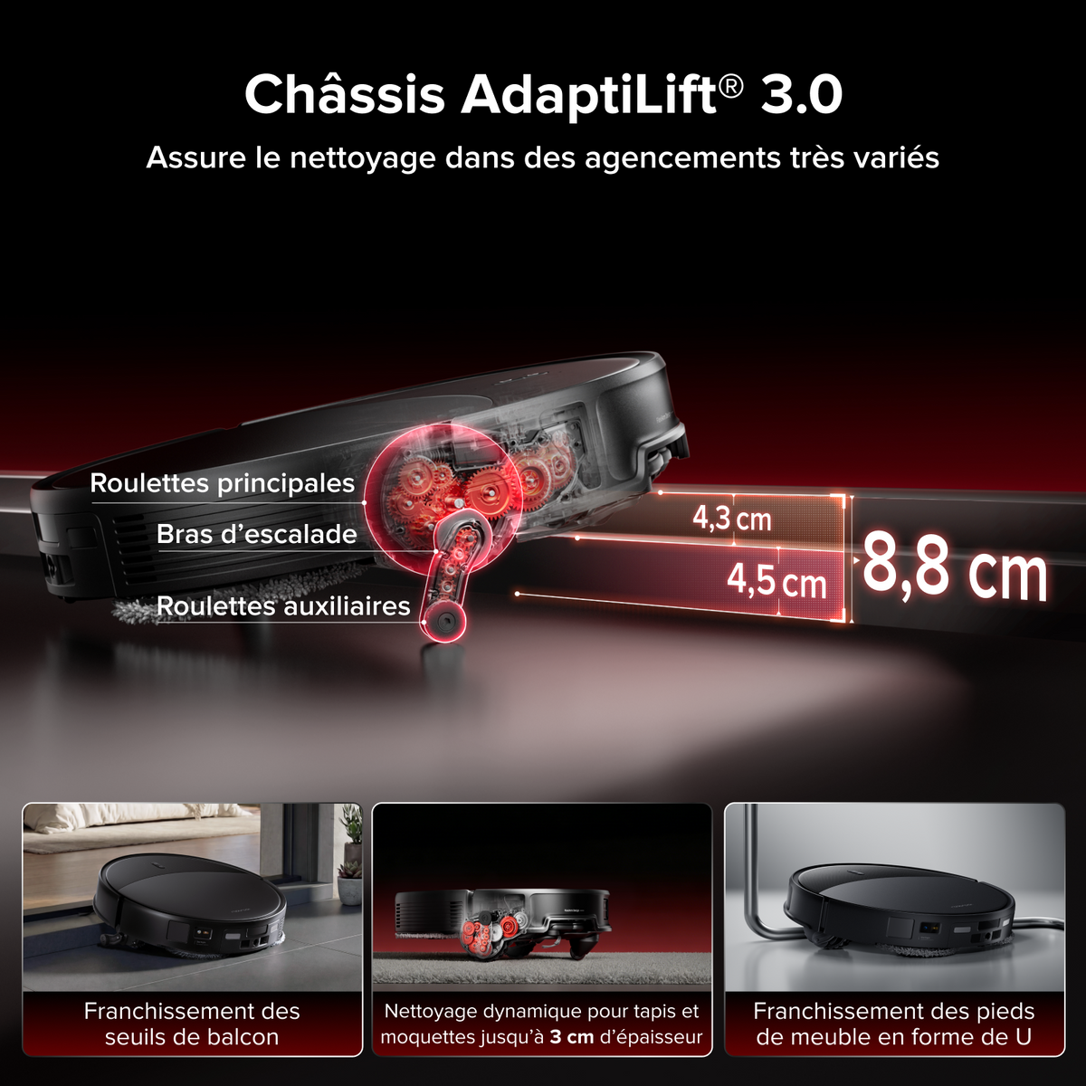 Roborock Saros 20 Robot aspirateur laveur 36 000 Pa avec AdaptiLift® Chassis 3.0