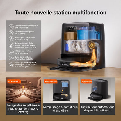 Aspirateur-laveur robot Roborock Saros 20 Neo avec nettoyage à la serpillière avec de l’eau chaude et station d’accueil intelligente