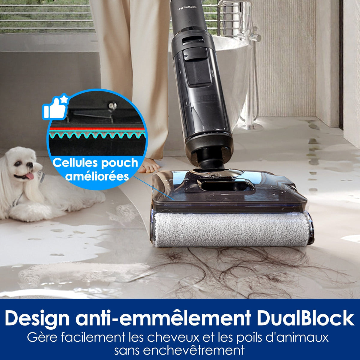Tineco FLOOR ONE S7 Stretch Steam Aspirateur-balai Vapeur sans fil Tout-en-Un