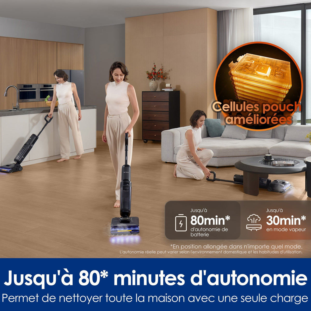 Tineco FLOOR ONE S7 Stretch Steam Aspirateur-balai Vapeur sans fil Tout-en-Un